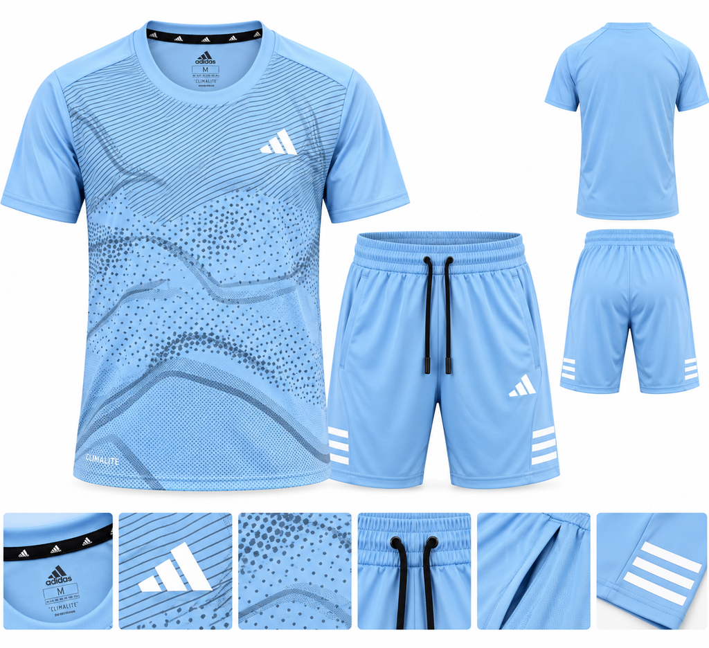 Ensemble de Sport Homme 2 Pièces – T-shirt Graphique Respirant et Short de Sport | SD Market