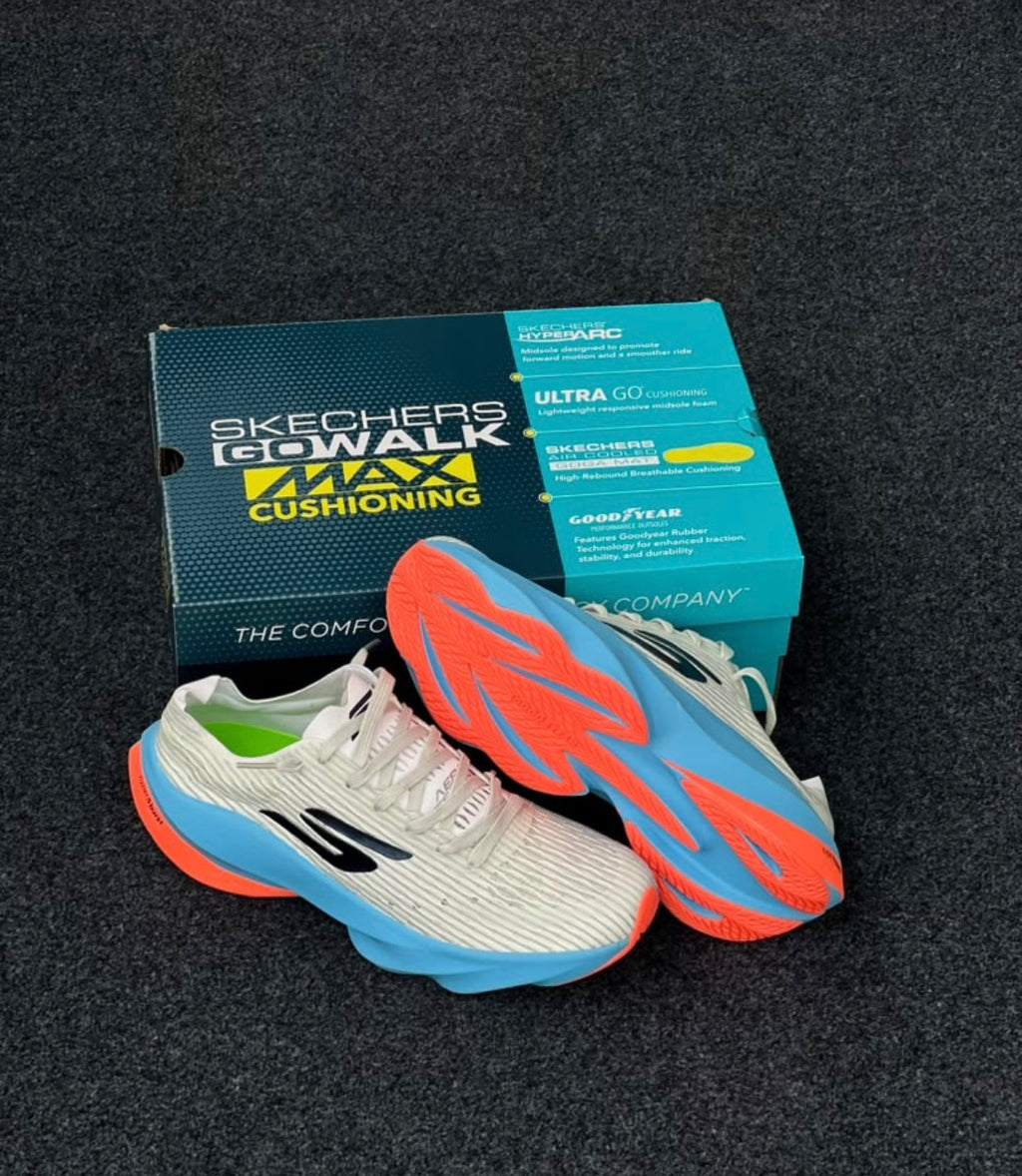 Baskets de running Skechers GO WALK Hyper Burst – Blanc et turquoise, légères et confortables | SD Market