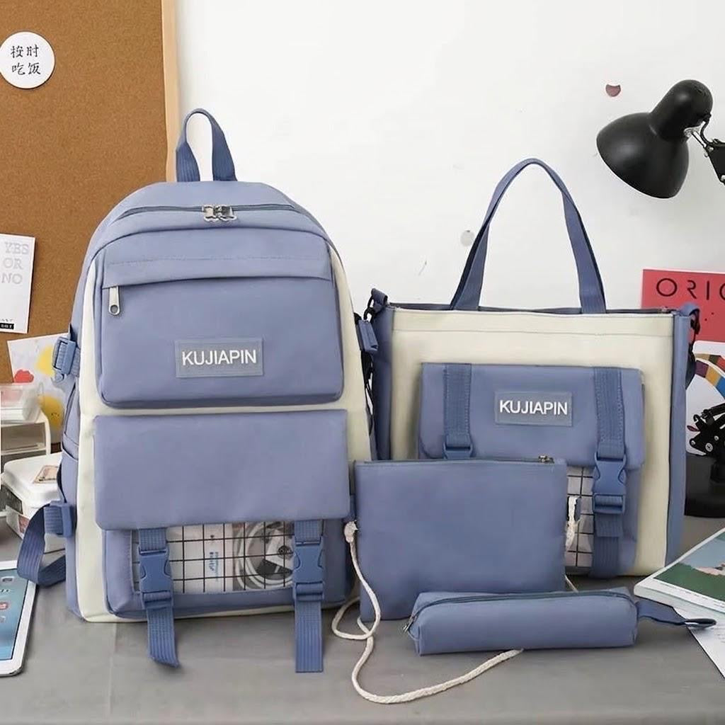 Ensemble Sac à Dos Scolaire 4-en-1 Tendance – Sac à Dos, Sac Cabas, Pochette & Trousse