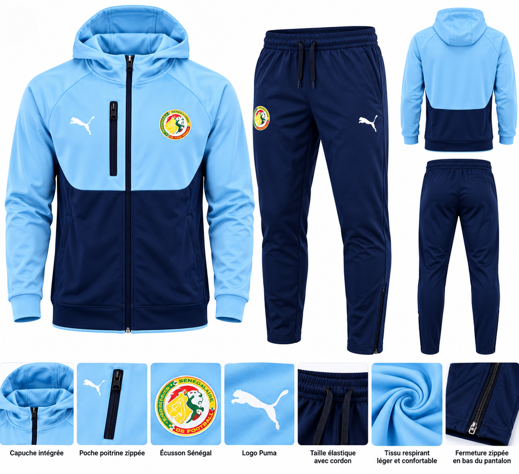 Survêtement Sénégal Homme Bleu Ciel et Bleu Marine – SD Market