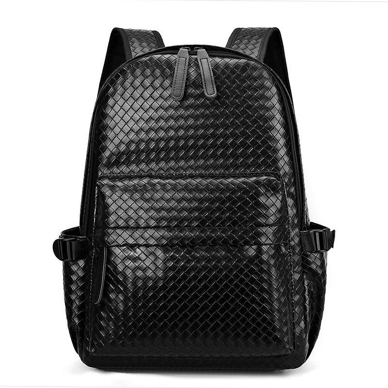 Sac à Dos Homme en Cuir Tressé Noir – Style Luxe, Grand Volume pour Travail, Voyage et Ordinateur