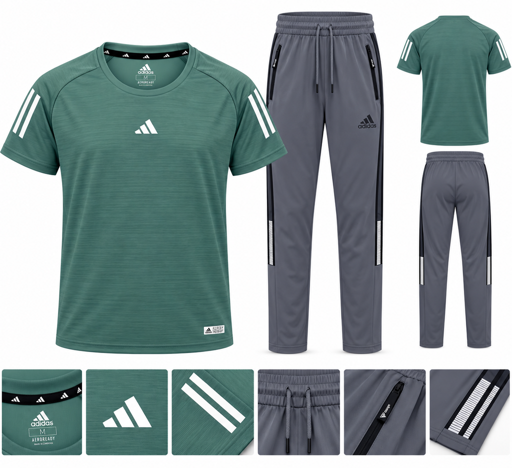 Ensemble Sport Homme 2 Pièces – T-shirt Respirant et Pantalon Jogging avec Poches Zippées | SD Market