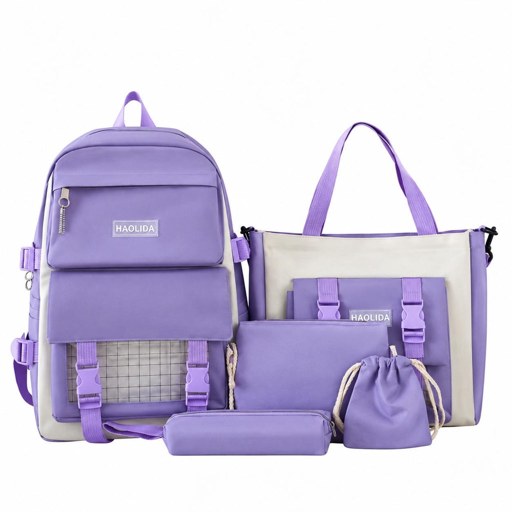 Ensemble Sac à Dos Scolaire 4-en-1 Tendance – Sac à Dos, Sac Cabas, Pochette & Trousse