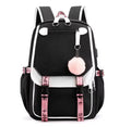Sac à Dos Scolaire Fille & Ado – Style Coréen Kawaii avec Port USB & Pompom Rose