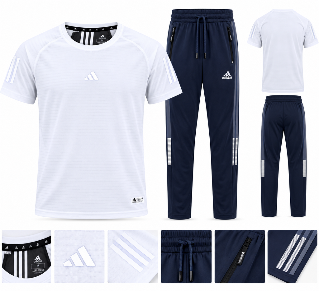 Ensemble Sport Homme 2 Pièces – T-shirt Respirant et Pantalon Jogging avec Poches Zippées | SD Market