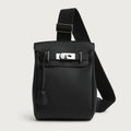 Sac à Bandoulière Homme Noir Élégant avec Fermoir Métallique Argenté