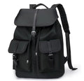 Sac à Dos Noir Chic en Nylon – Style Vintage avec Pochettes à Boucle