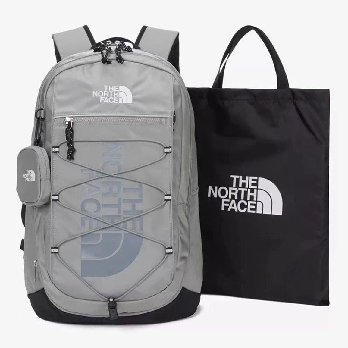 Ensemble Sac à Dos Outdoor Gris – Kit avec Mini Pochette & Tote Bag