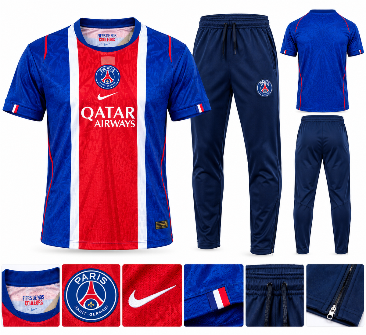 Ensemble PSG Homme – Maillot Rouge et Bleu avec Pantalon de Survêtement Bleu Marine | SD Market