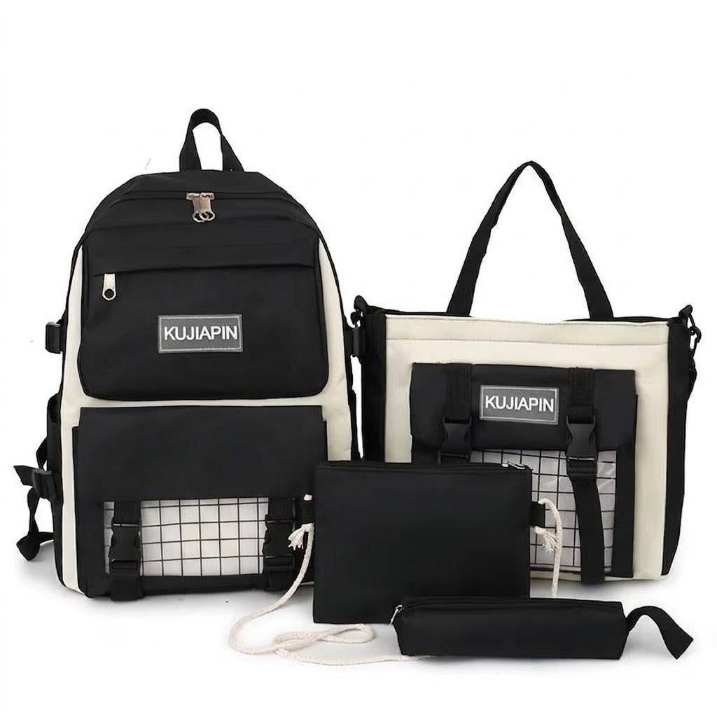 Ensemble Sac à Dos Scolaire 4-en-1 Tendance – Sac à Dos, Sac Cabas, Pochette & Trousse