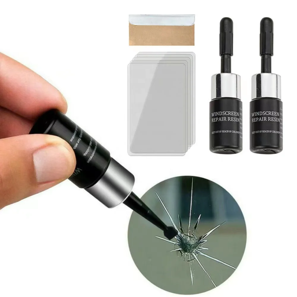 Kit de Réparation de Pare-Brise Auto – Résine Anti-Fissures & Restauration d'Impacts avec Accessoires